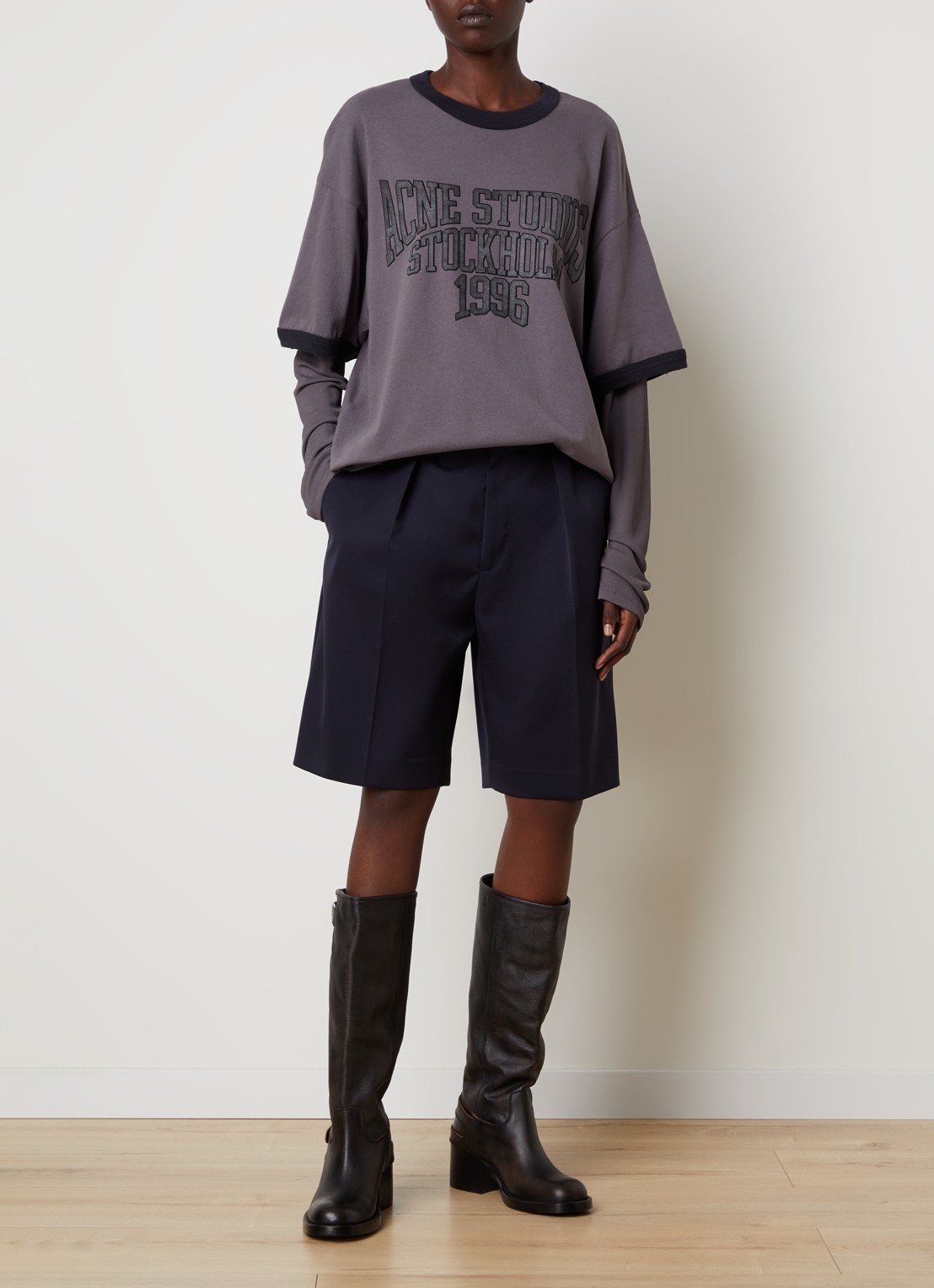 Acne Studios Longsleeve met logoprint - voorkant 4 taupe