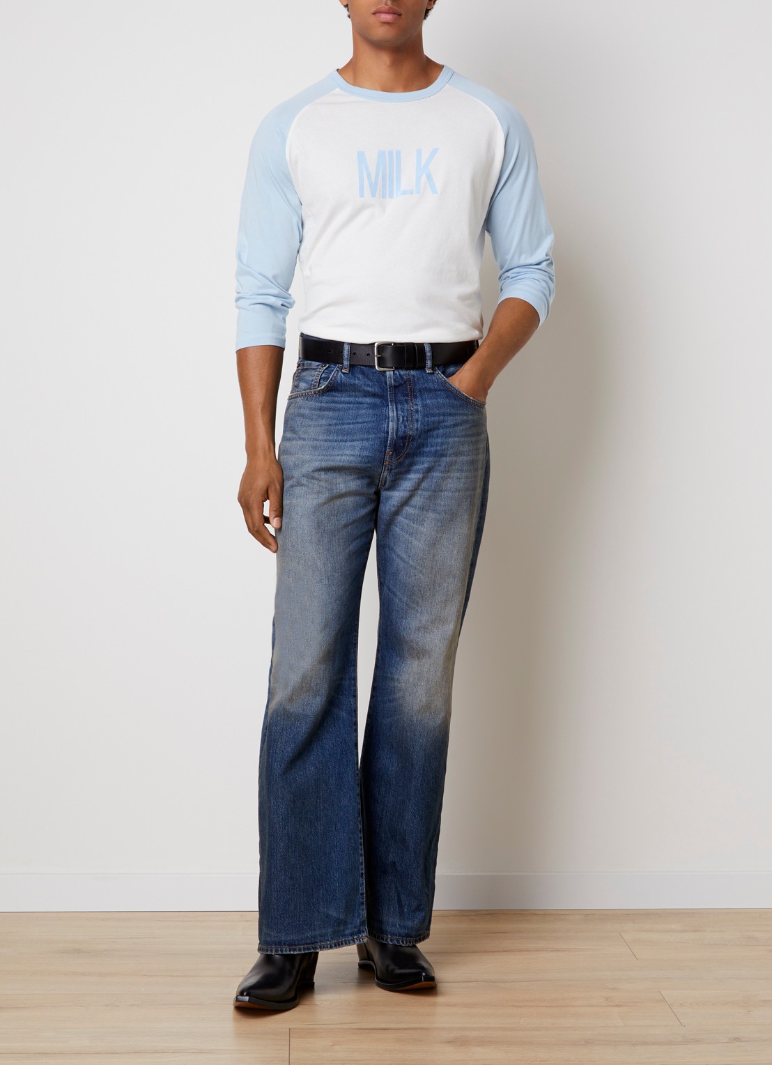 Acne Studios Longsleeve met print - voorkant 5 lichtblauw