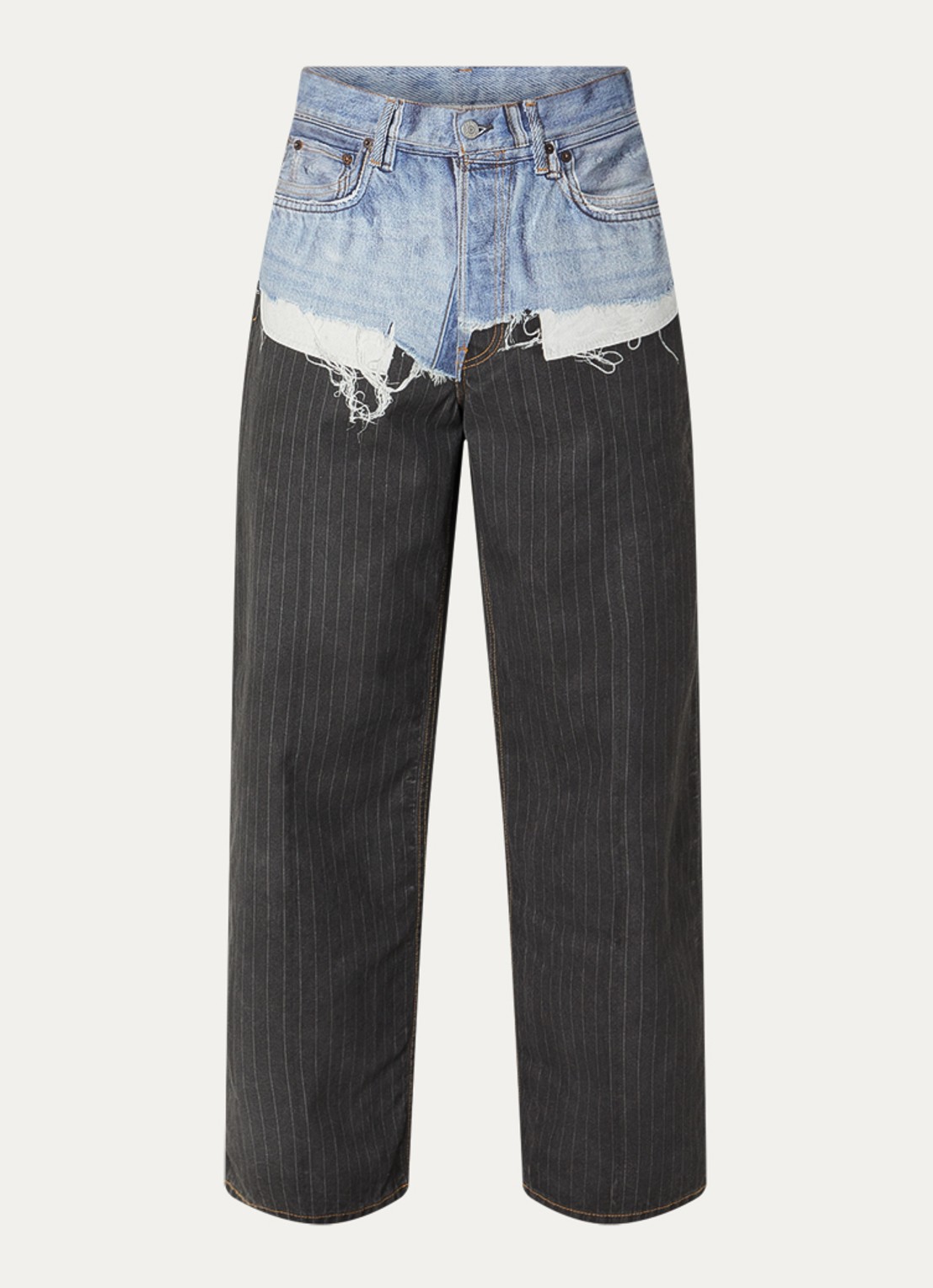 Acne Studios Loose fit jeans met gekleurde wassing en krijtstreep - voorkant 5 antraciet