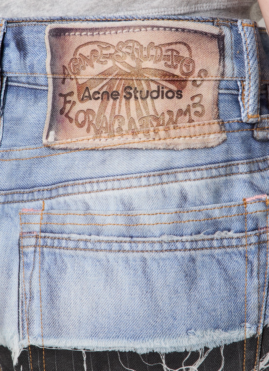 Acne Studios Loose fit jeans met gekleurde wassing en krijtstreep - detail 4 blauw