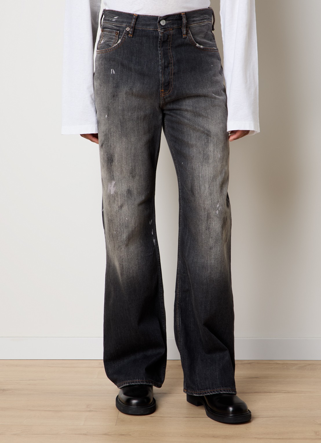 Acne Studios Loose fit jeans met gekleurde wassing - detail 4 zwart
