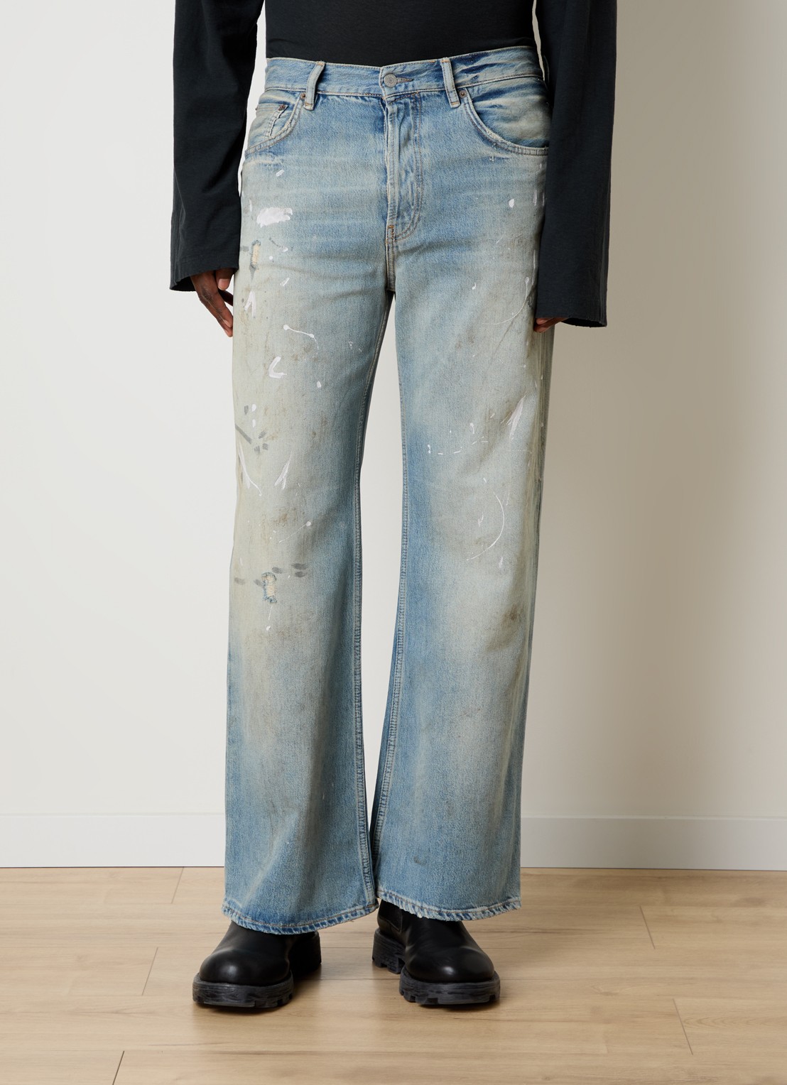Acne Studios Loose fit jeans  met lichte wassing en verwassen afwerking - detail 2 indigo