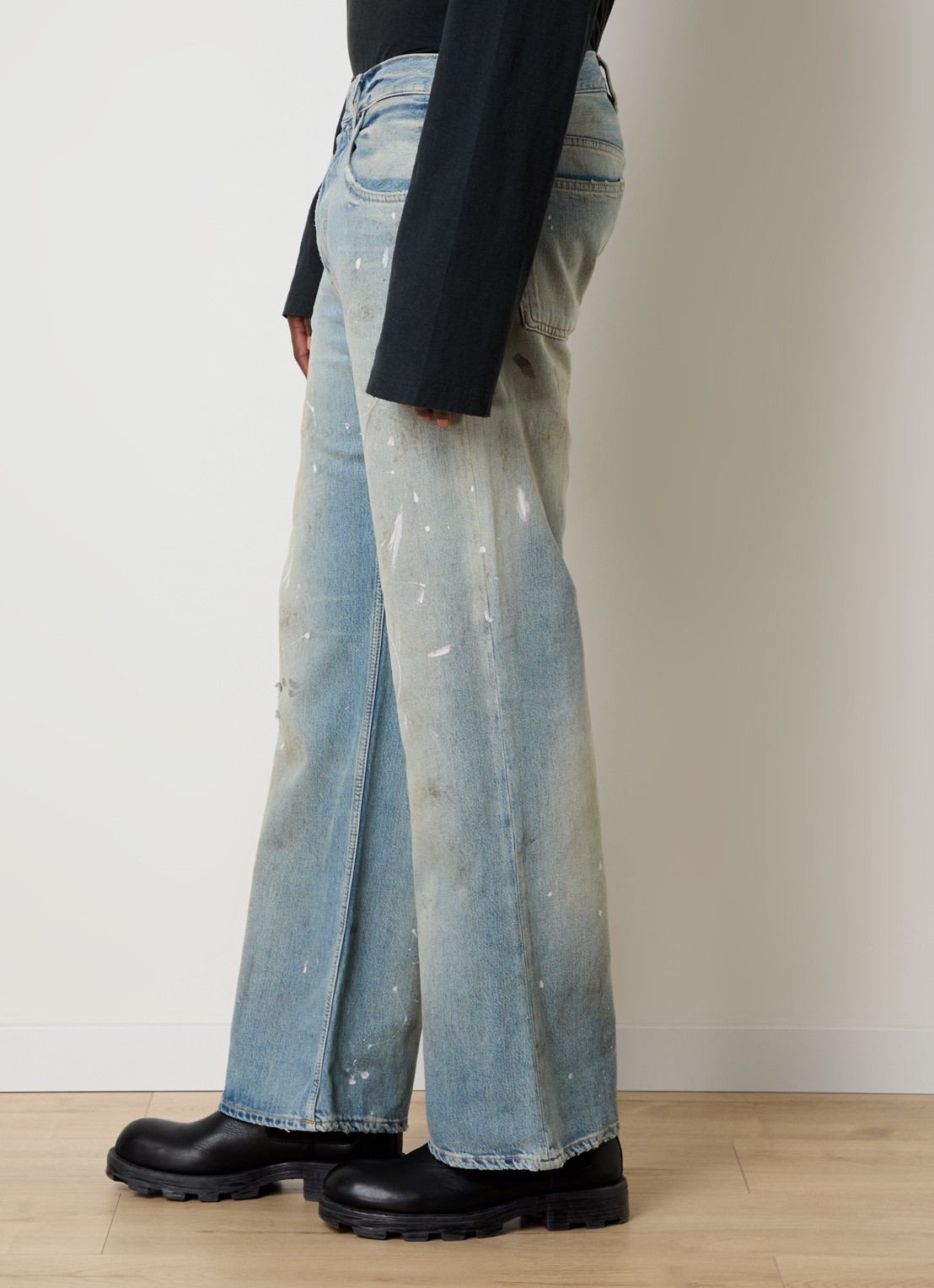 Acne Studios Loose fit jeans  met lichte wassing en verwassen afwerking - detail 3 indigo