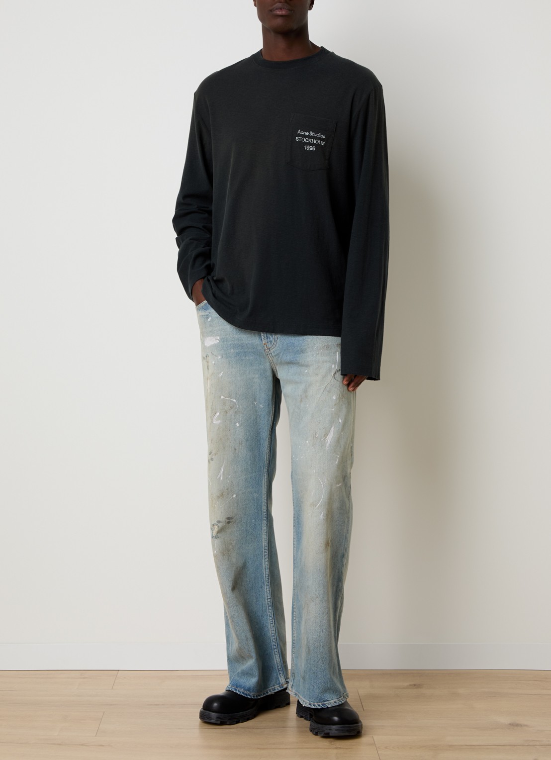 Acne Studios Loose fit jeans  met lichte wassing en verwassen afwerking - voorkant 6 indigo