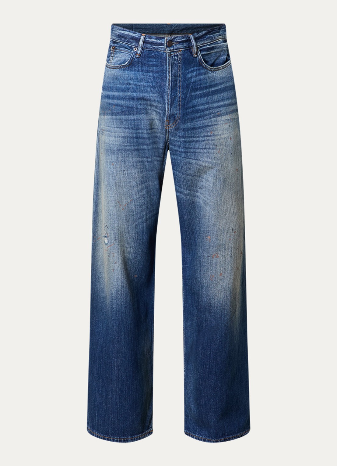 Acne Studios Loose fit jeans met medium wassing en verwassen afwerking - voorkant 5 blauw