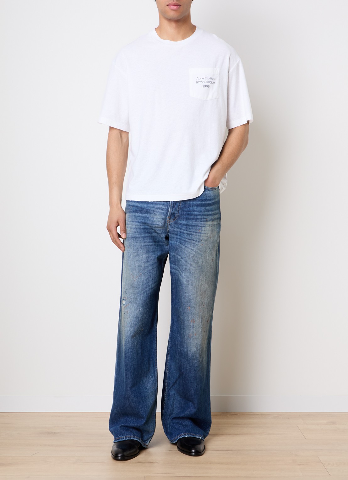 Acne Studios Loose fit jeans met medium wassing en verwassen afwerking - voorkant 6 blauw