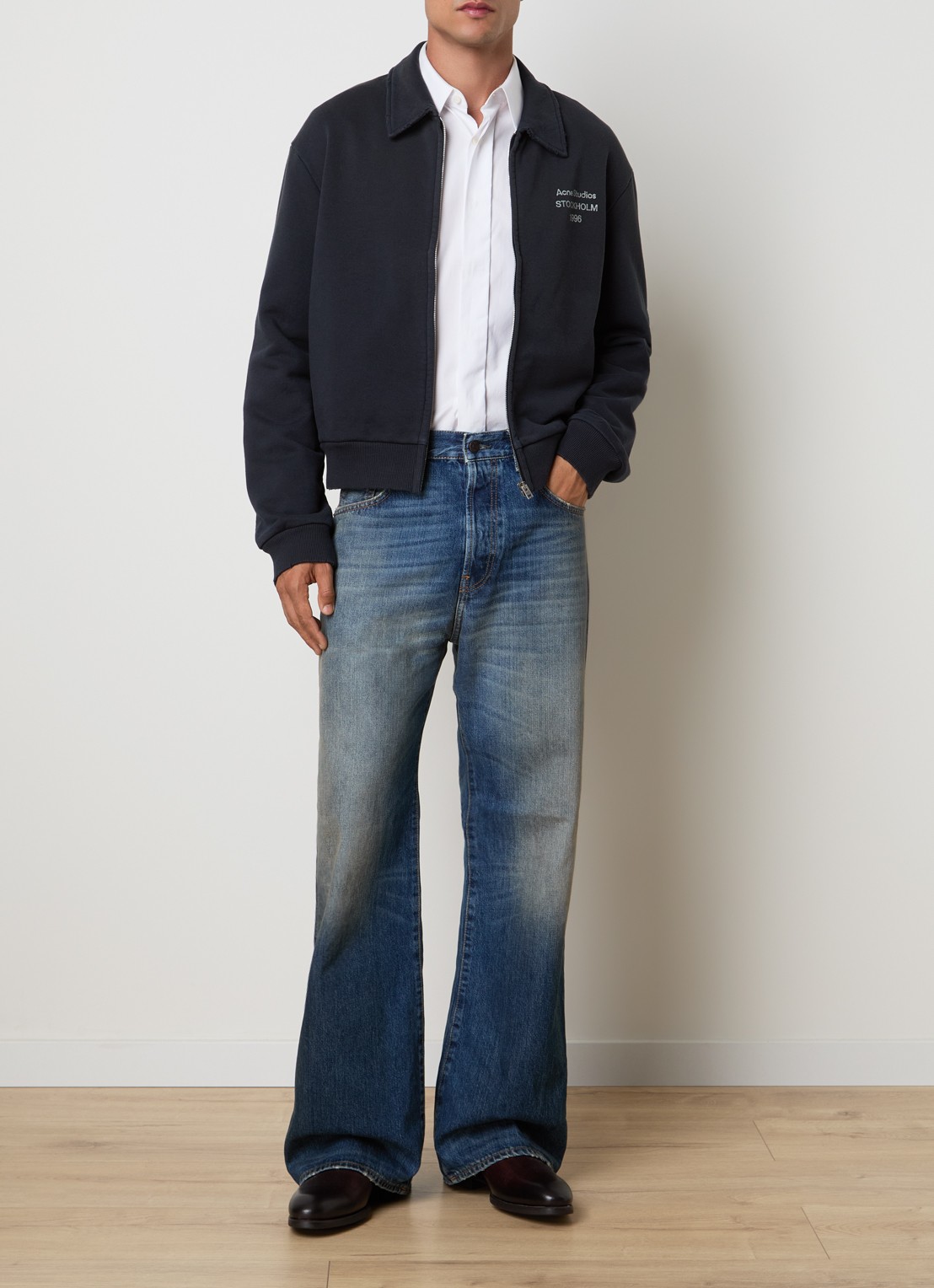 Acne Studios Loose fit jeans met medium wassing - voorkant 4 indigo