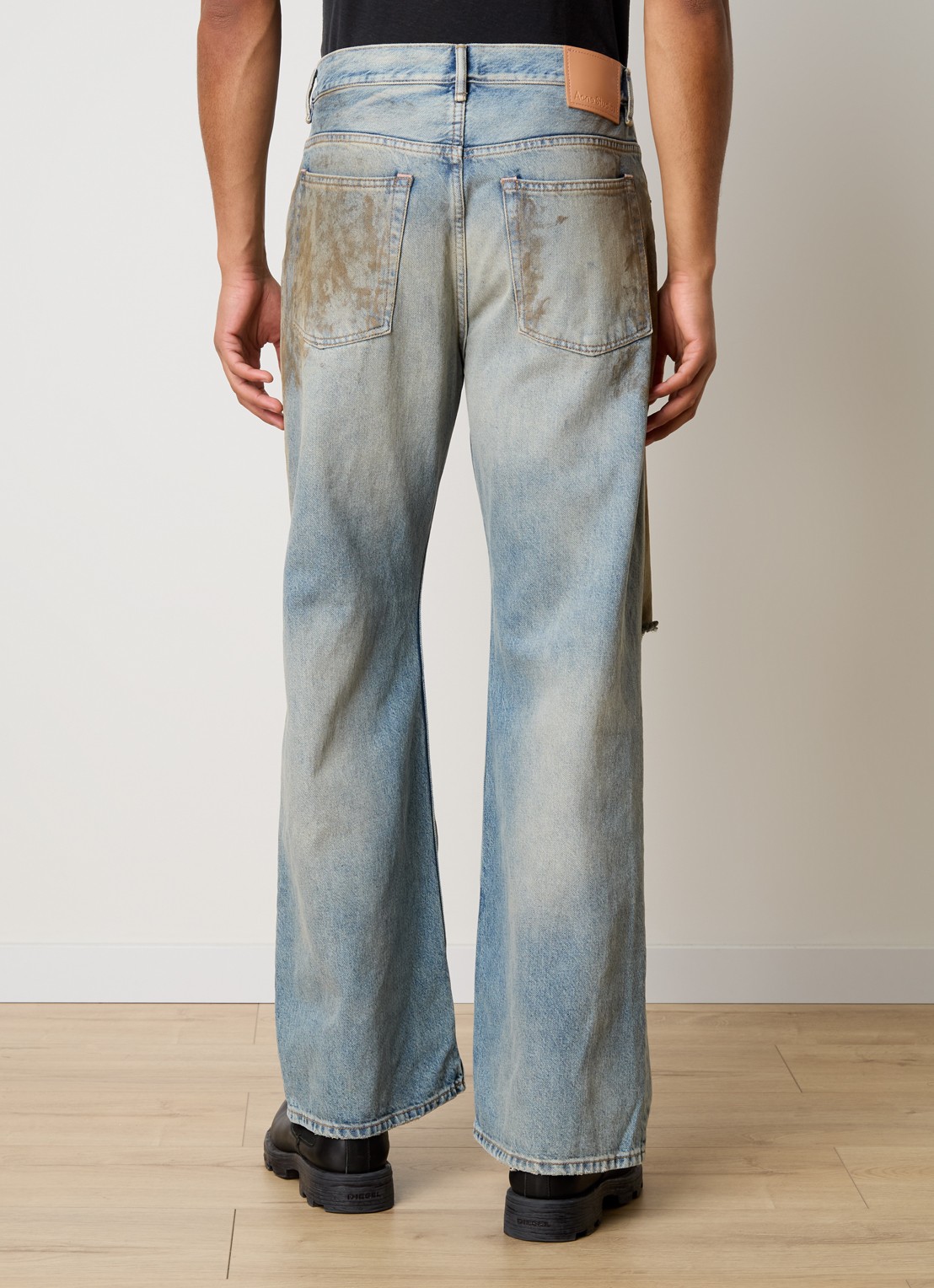 Acne Studios Loose fit jeans van  katoen met destroyed afwerking - achterkant 4 indigo