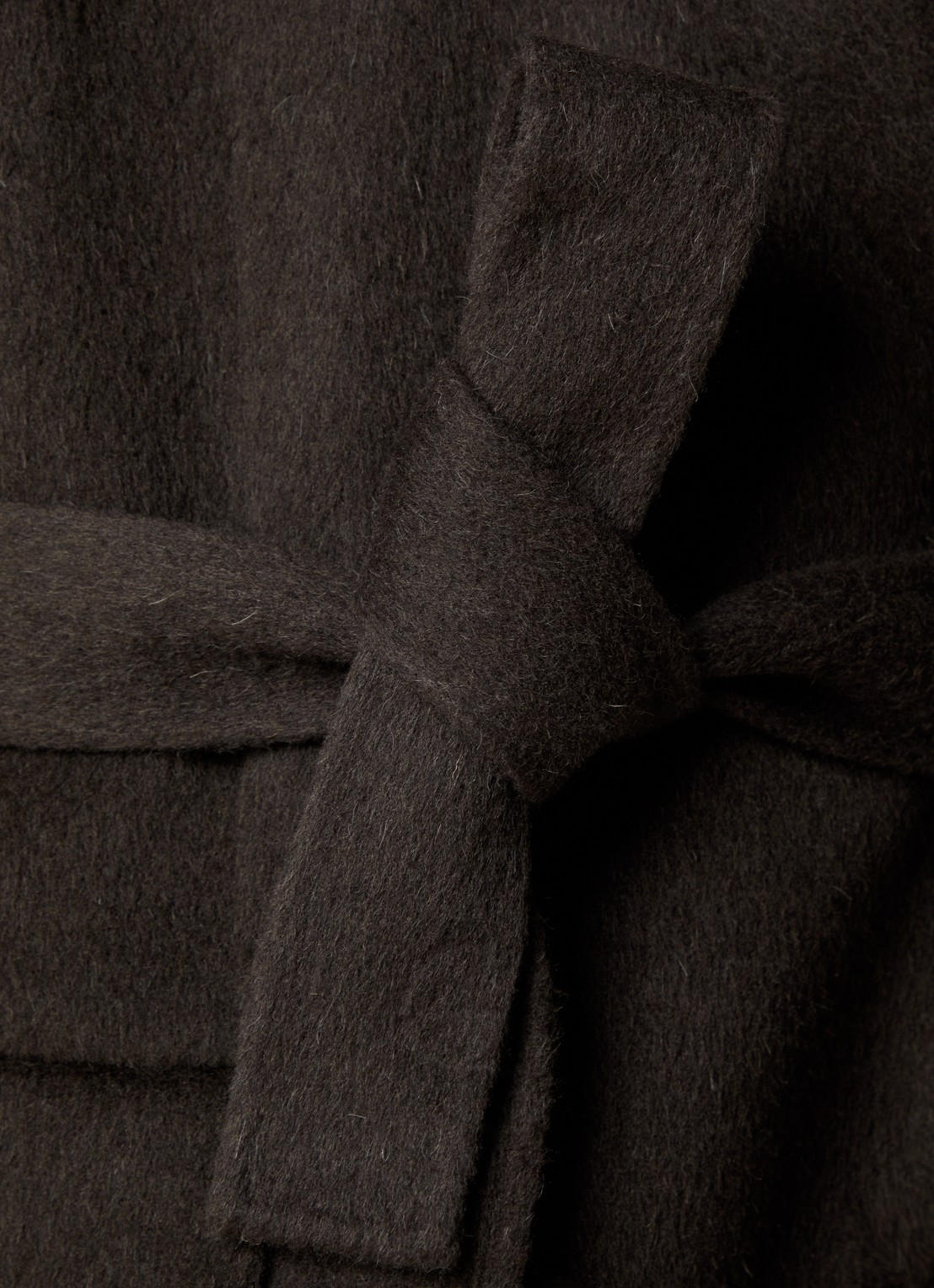 Acne Studios Mantel in alpaca wolblend met strikceintuur - detail 4 antraciet