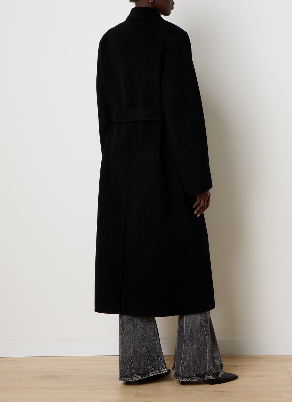 Acne Studios Mantel in kasjmierblend met strikceintuur - achterkant 6 zwart