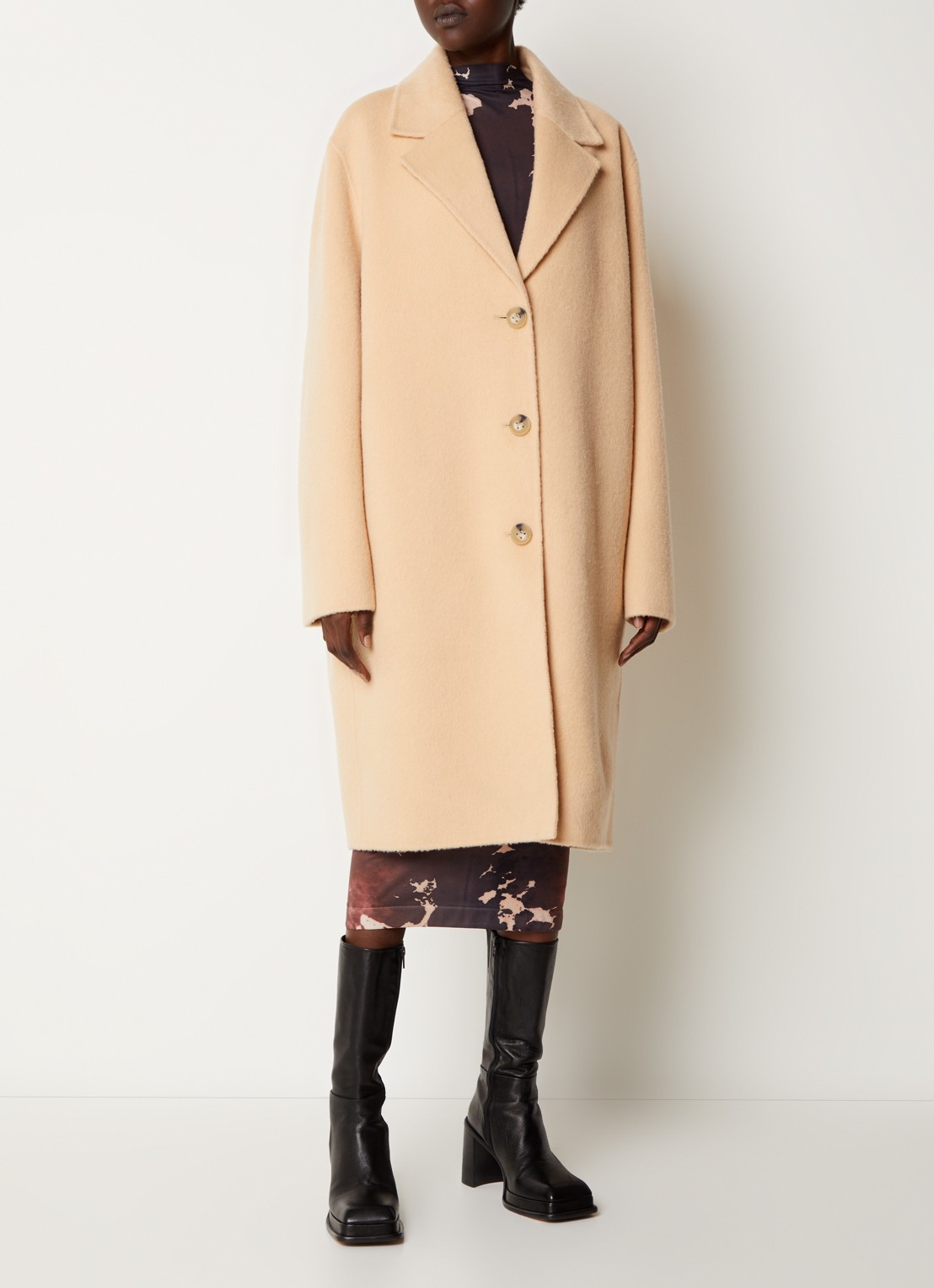 Acne Studios Mantel van wol met steekzakken  - detail 4 beige
