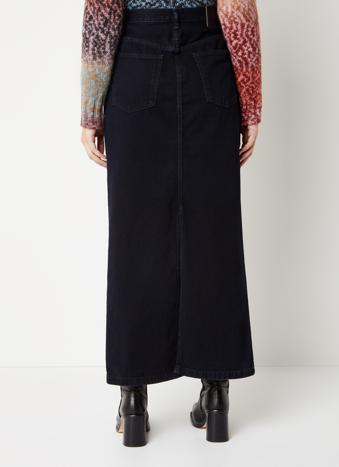 Acne Studios Maxi spijkerrok met steekzakken en split - achterkant 3 blauw