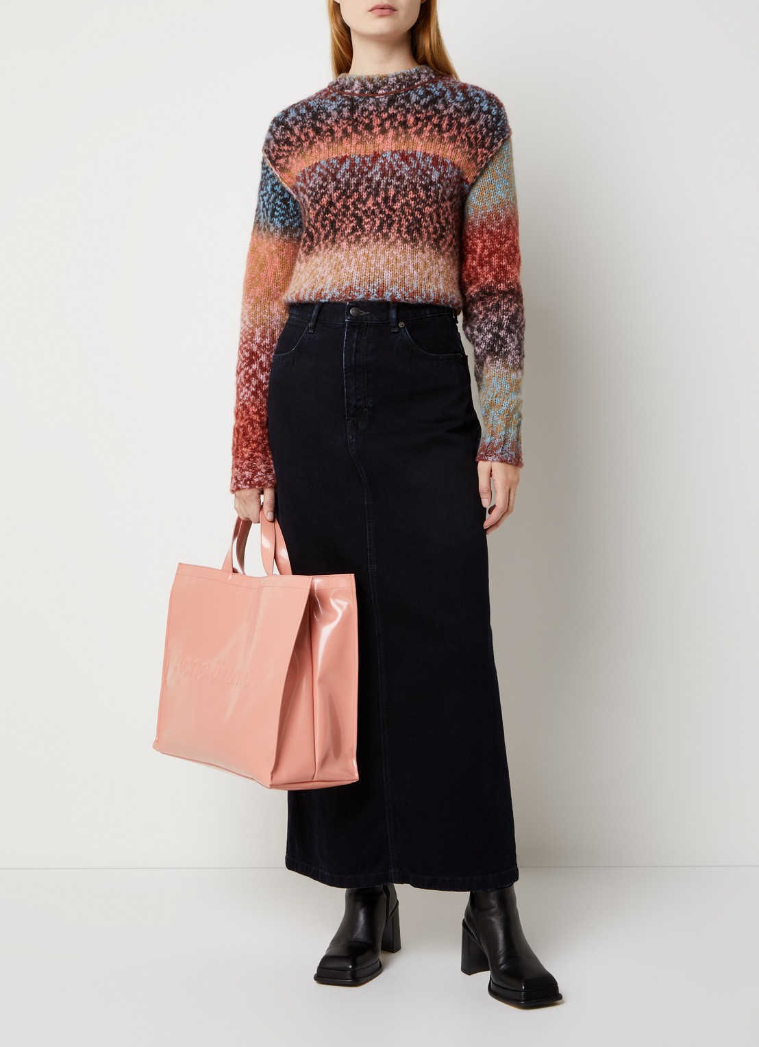 Acne Studios Maxi spijkerrok met steekzakken en split - voorkant 5 blauw