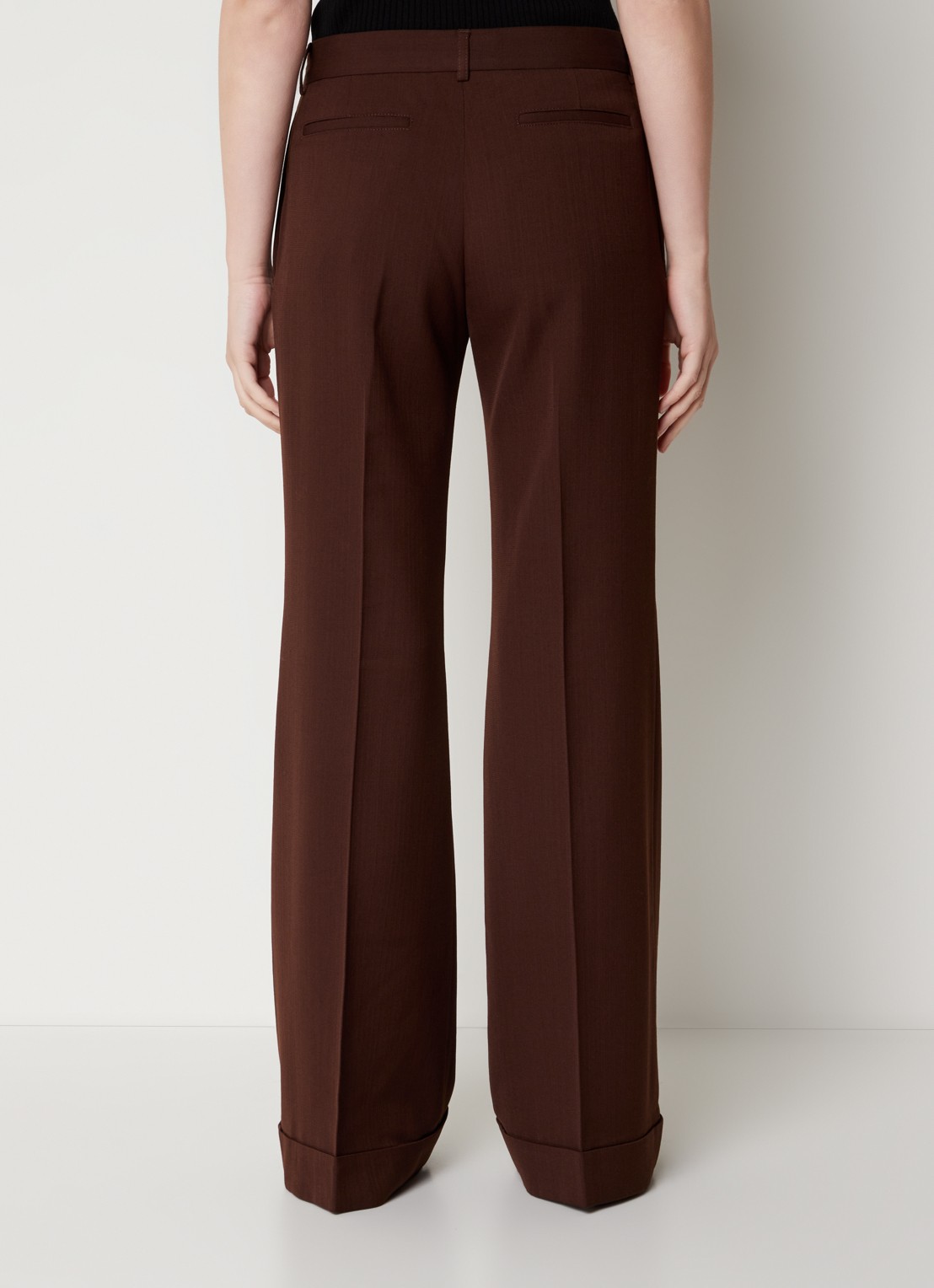 Acne Studios Mid waist flared pantalon in wolblend - achterkant bruin