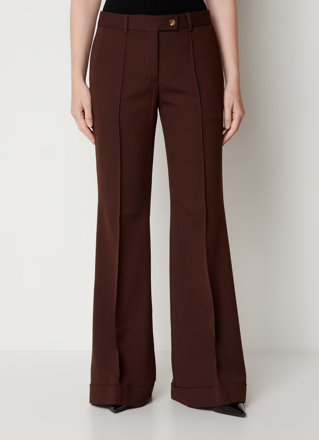 Acne Studios Mid waist flared pantalon in wolblend - detail 4 bruin