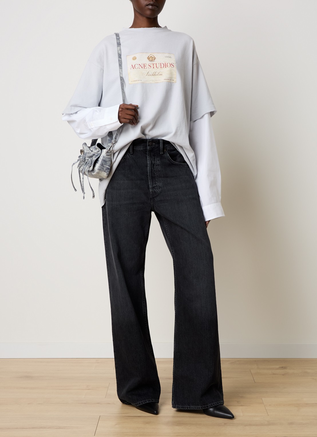 Acne Studios Mid waist wide leg jeans met gekleurde wassing - voorkant 3 antraciet