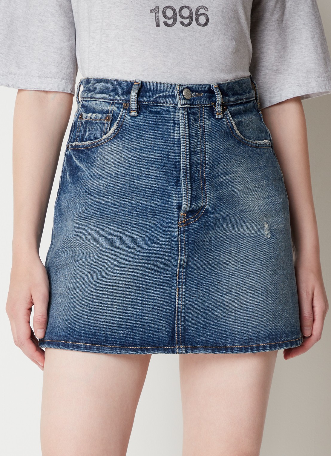 Acne Studios Mini spijkerrok met steekzakken - detail 4 indigo