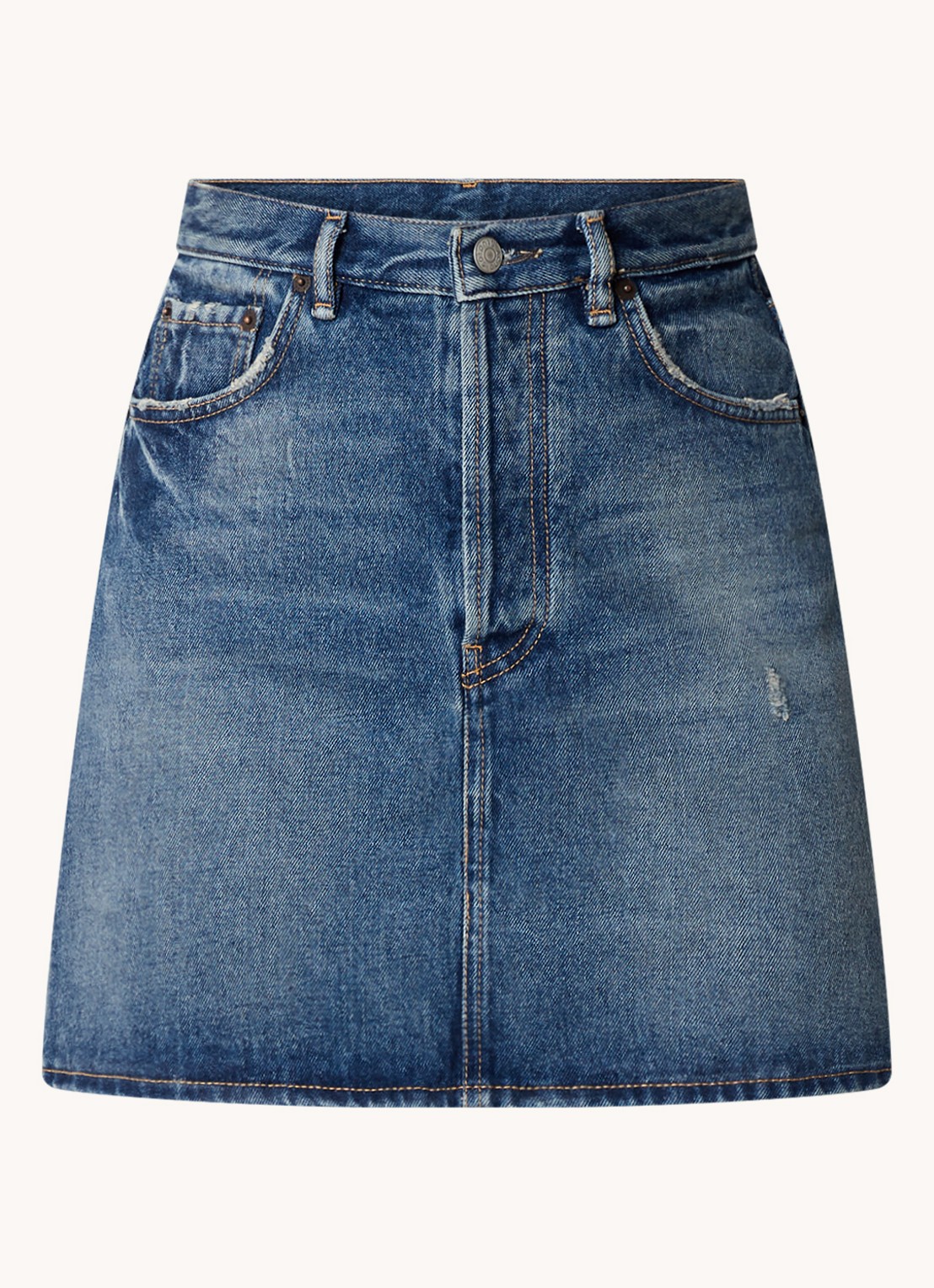 Acne Studios Mini spijkerrok met steekzakken - voorkant 2 indigo