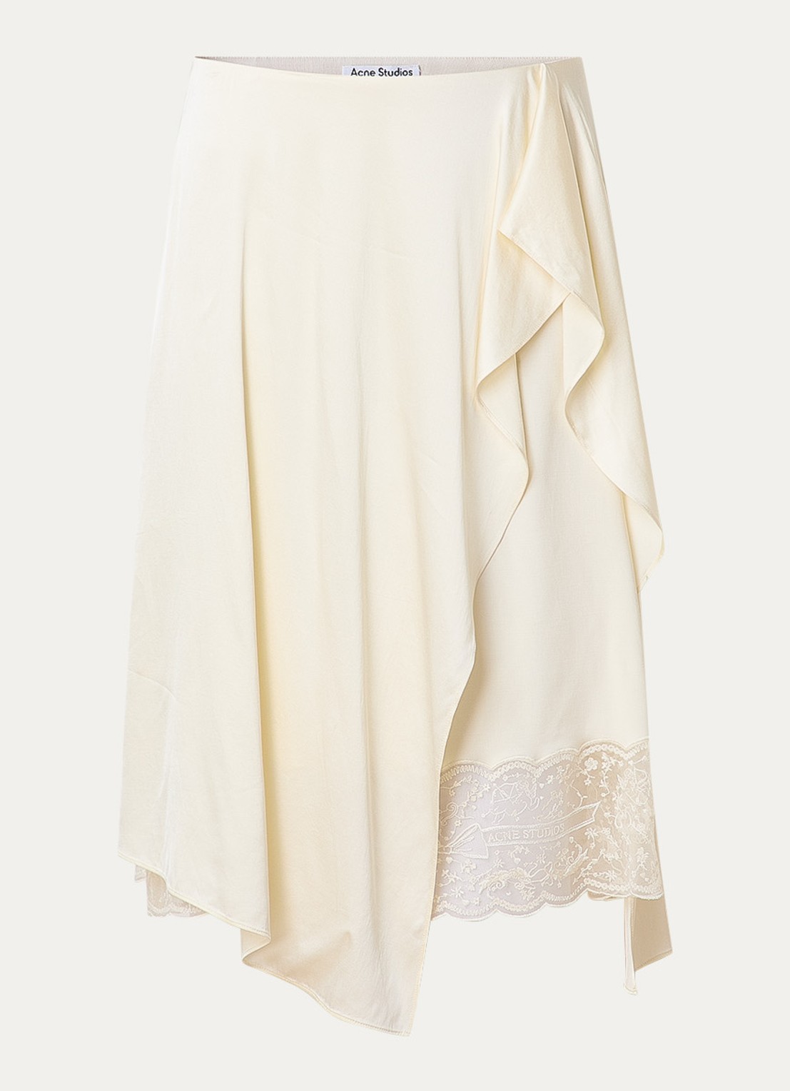 Acne Studios Minirok van satijn met details van kant - voorkant 4 gebroken wit