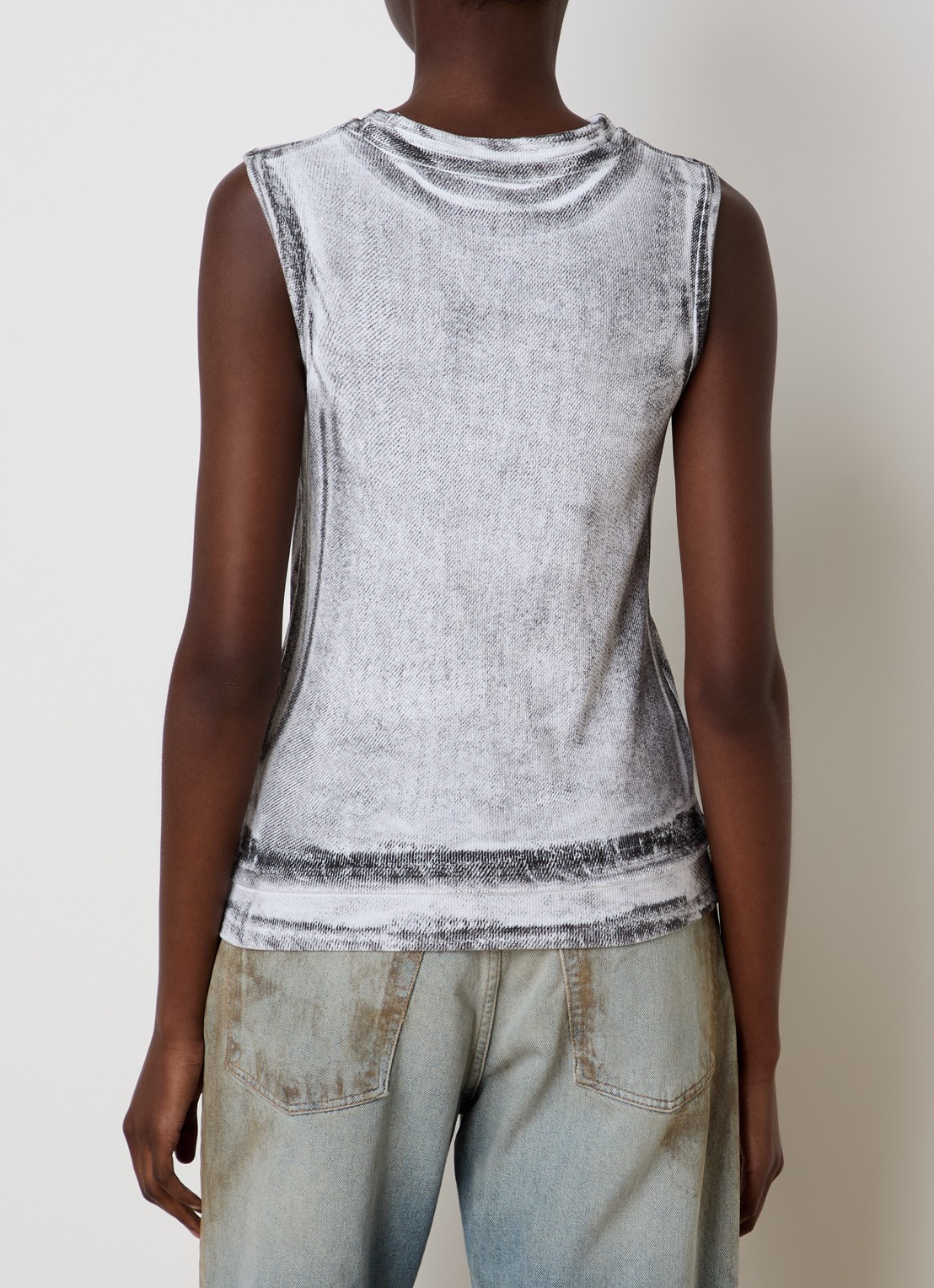 Acne Studios Mouwloze top met logoprint en verwassen afwerking - achterkant 5 grijs