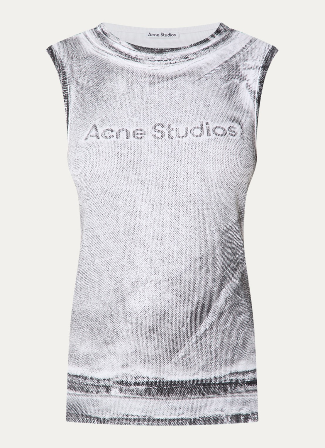 Acne Studios Mouwloze top met logoprint en verwassen afwerking - voorkant 3 grijs