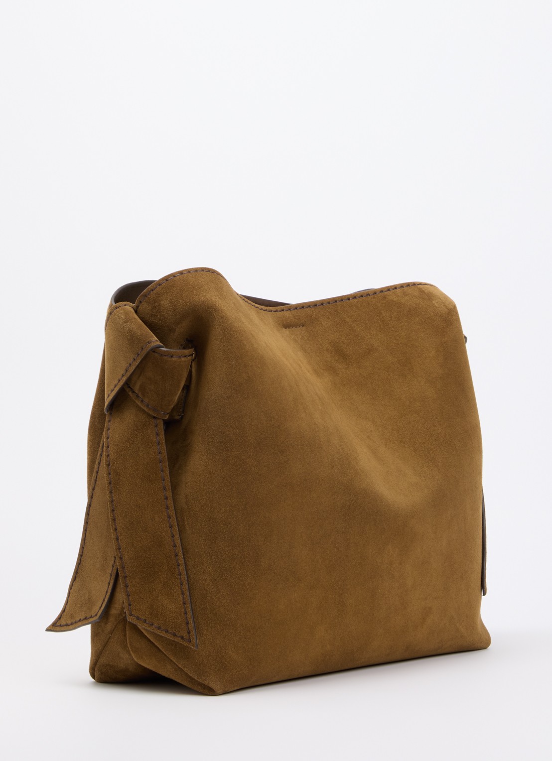 Acne Studios Musubi schoudertas van suède met afneembare schouderriem  - achterkant 5 cognac