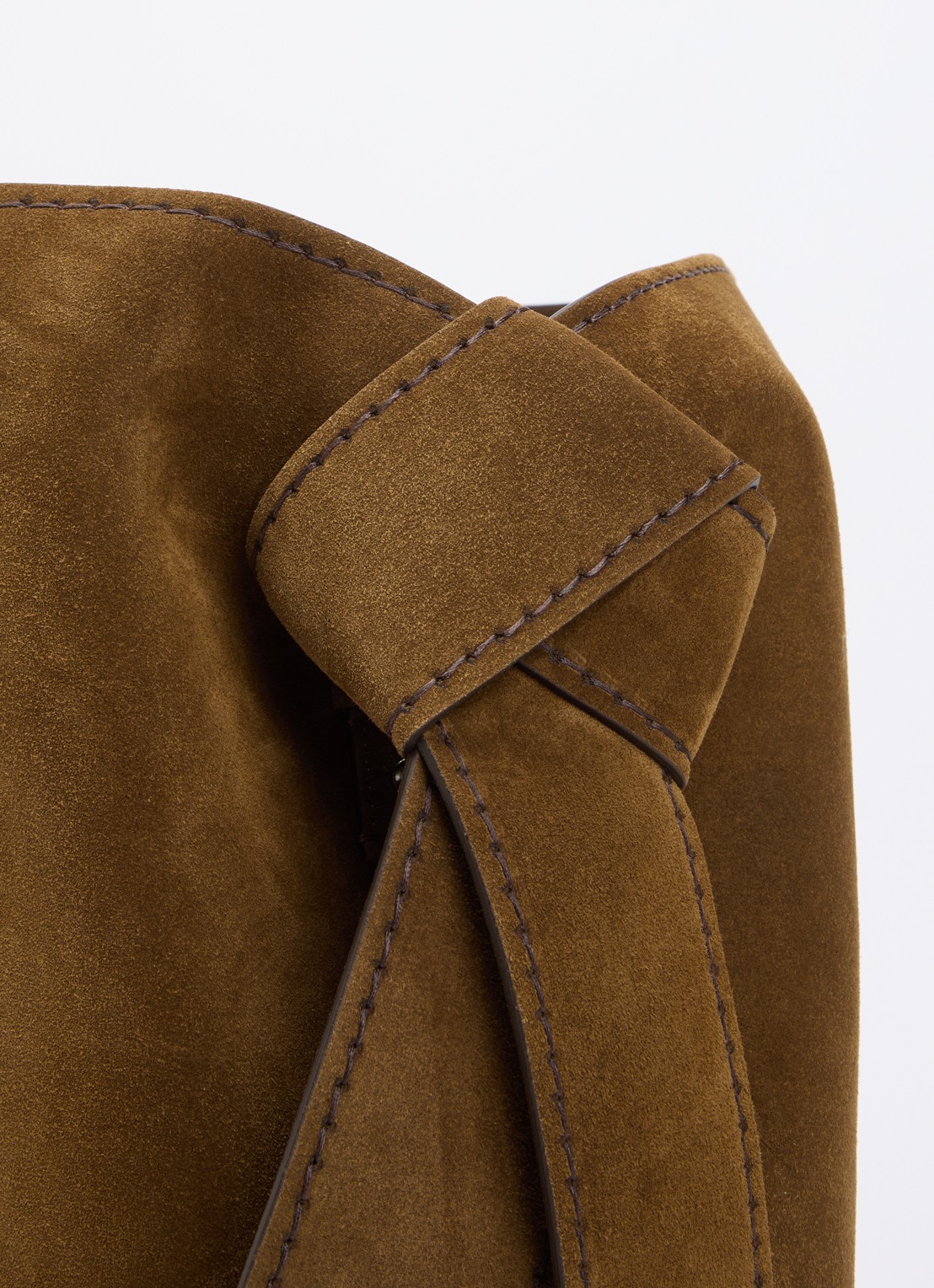 Acne Studios Musubi schoudertas van suède met afneembare schouderriem  - detail 3 cognac