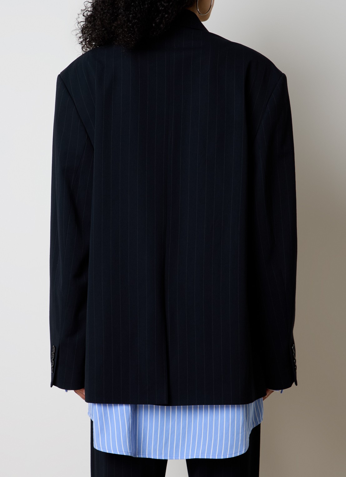 Acne Studios Oversized colbert met krijtstreep en klepzakken - achterkant 3 donkerblauw