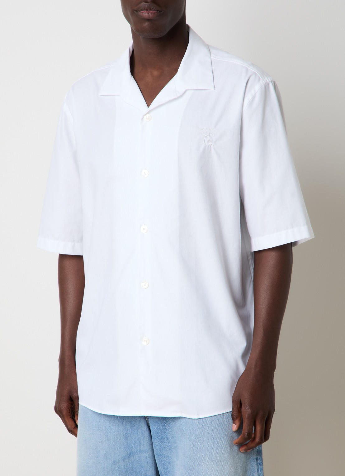 Acne Studios Oversized fit overhemd met borduring - detail wit
