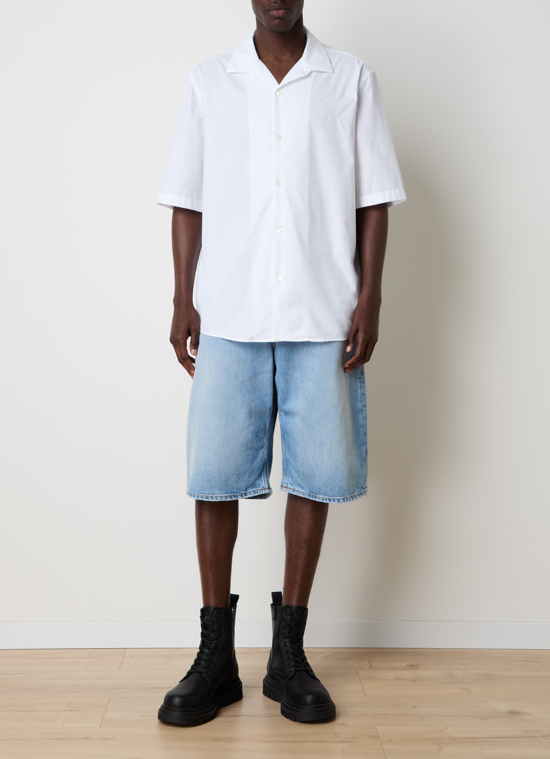 Acne Studios Oversized fit overhemd met borduring - voorkant 6 wit