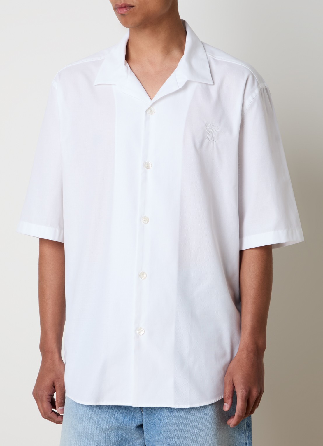 Acne Studios Oversized fit overhemd met borduring - detail 3 wit