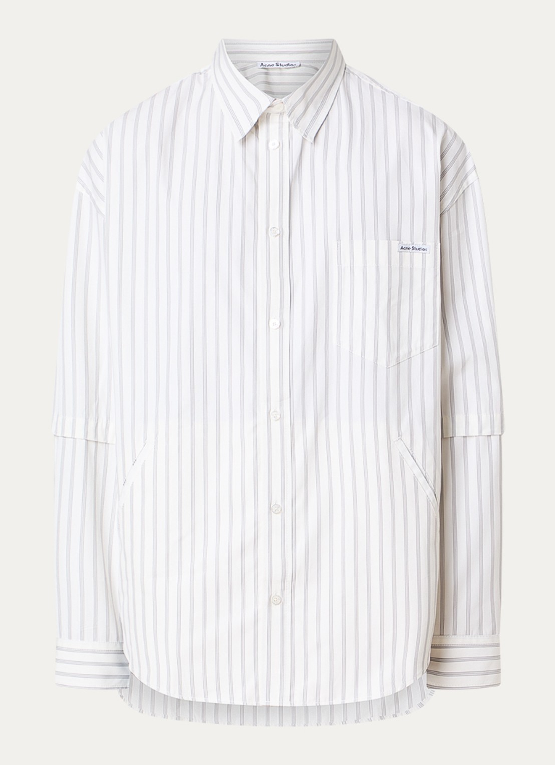 Acne Studios Oversized fit overhemd met krijtstreep en borstzak - voorkant 4 gebroken wit