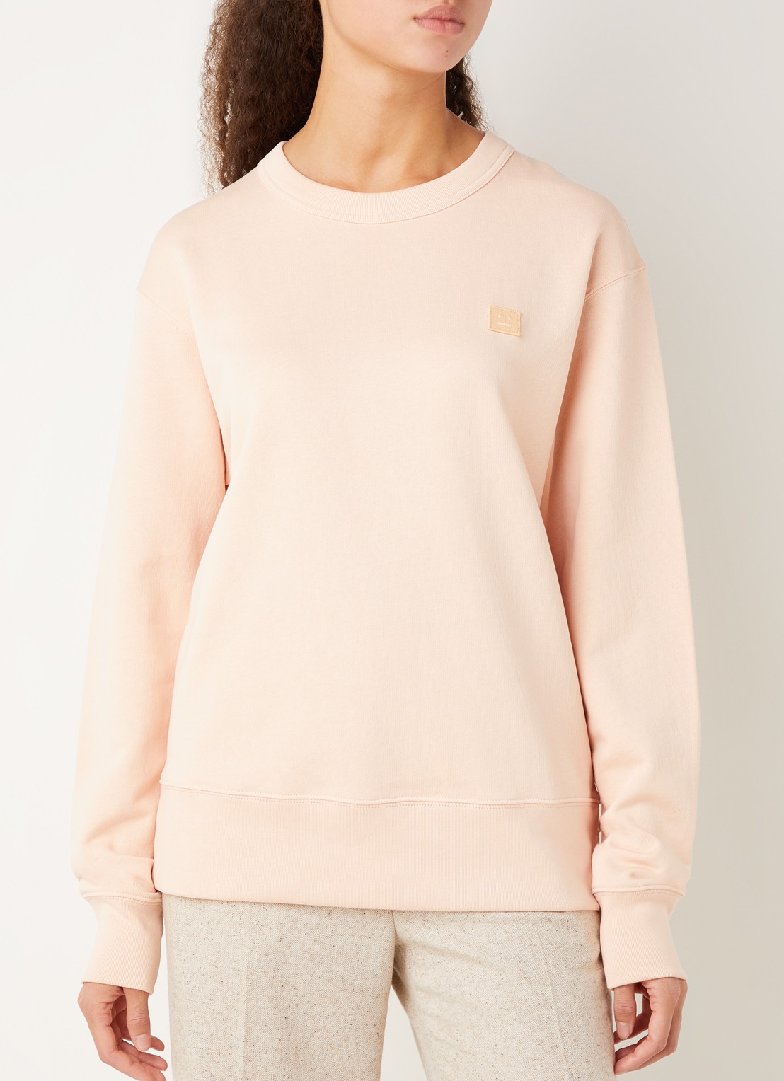 Acne Studios Oversized sweater met patch - detail 4 roze