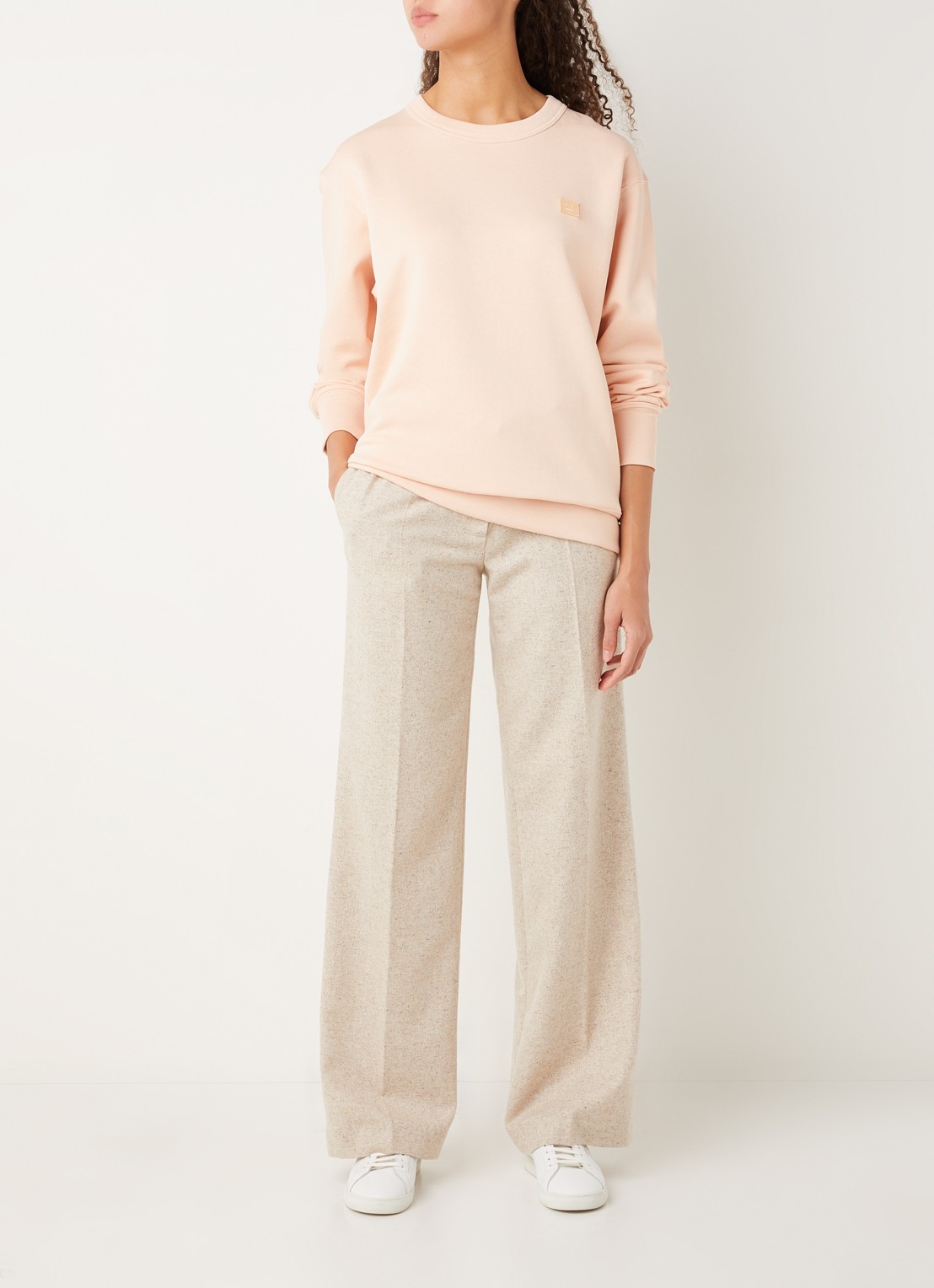 Acne Studios Oversized sweater met patch - voorkant 2 roze