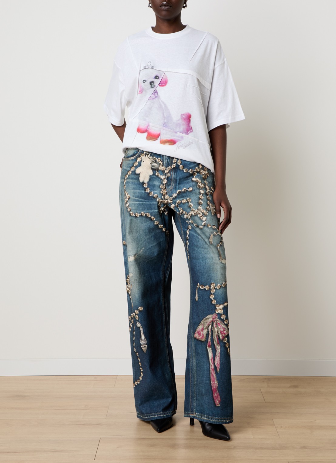 Acne Studios Oversized T-shirt met print - voorkant 3 wit