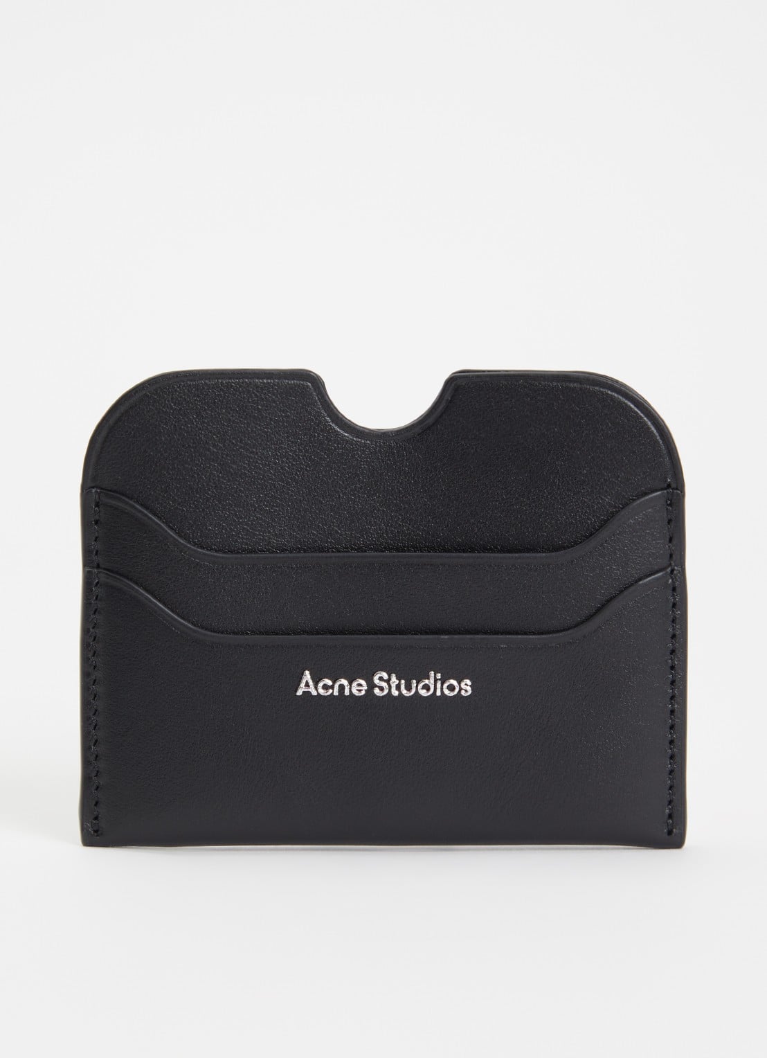 Acne Studios Pasjeshouder van kalfsleer met logo - voorkant 2 zwart