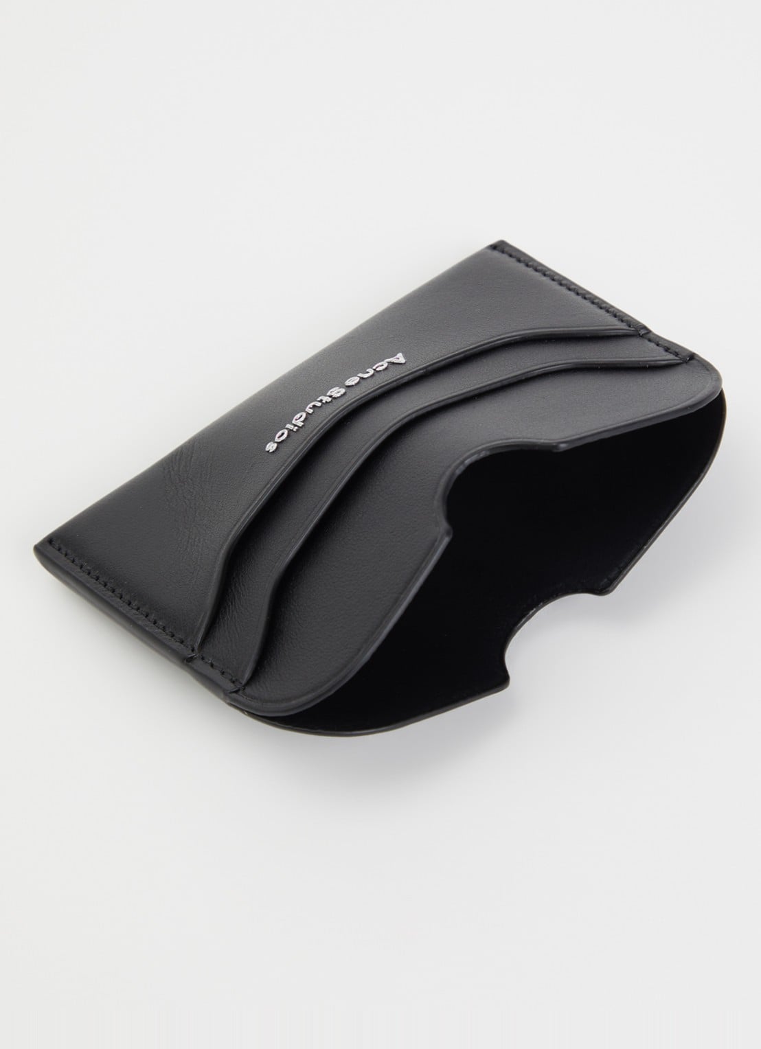 Acne Studios Pasjeshouder van kalfsleer met logo - voorkant 3 zwart