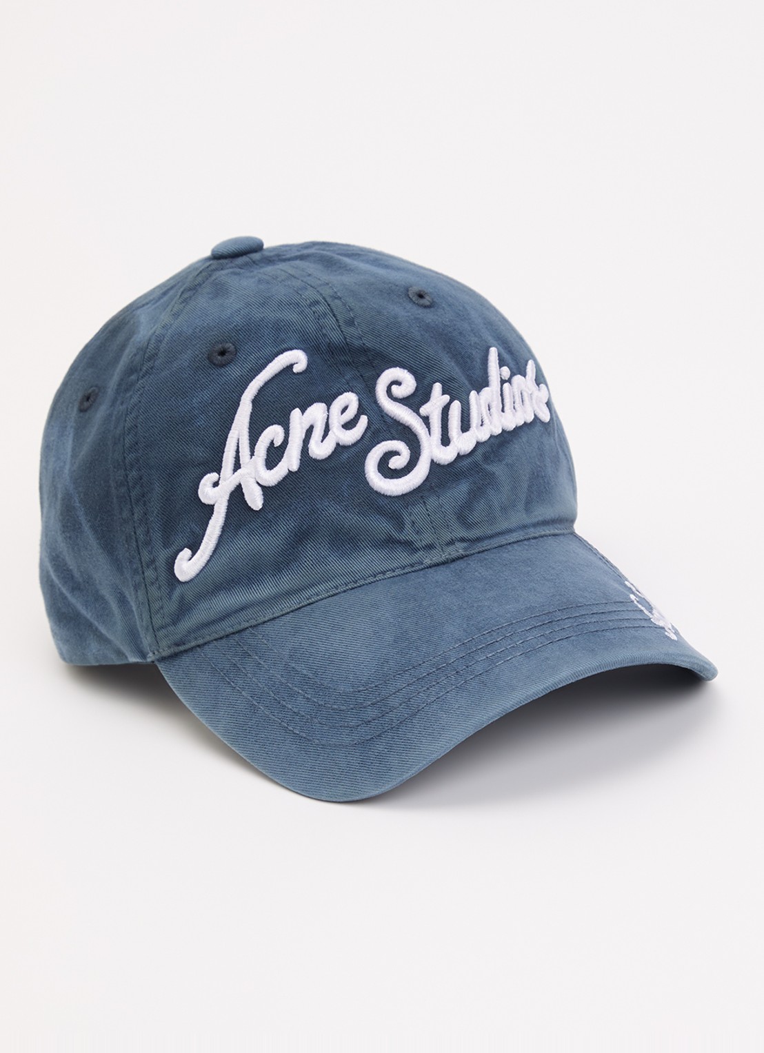 Acne Studios Pet van denim met logoborduring - voorkant 2 indigo