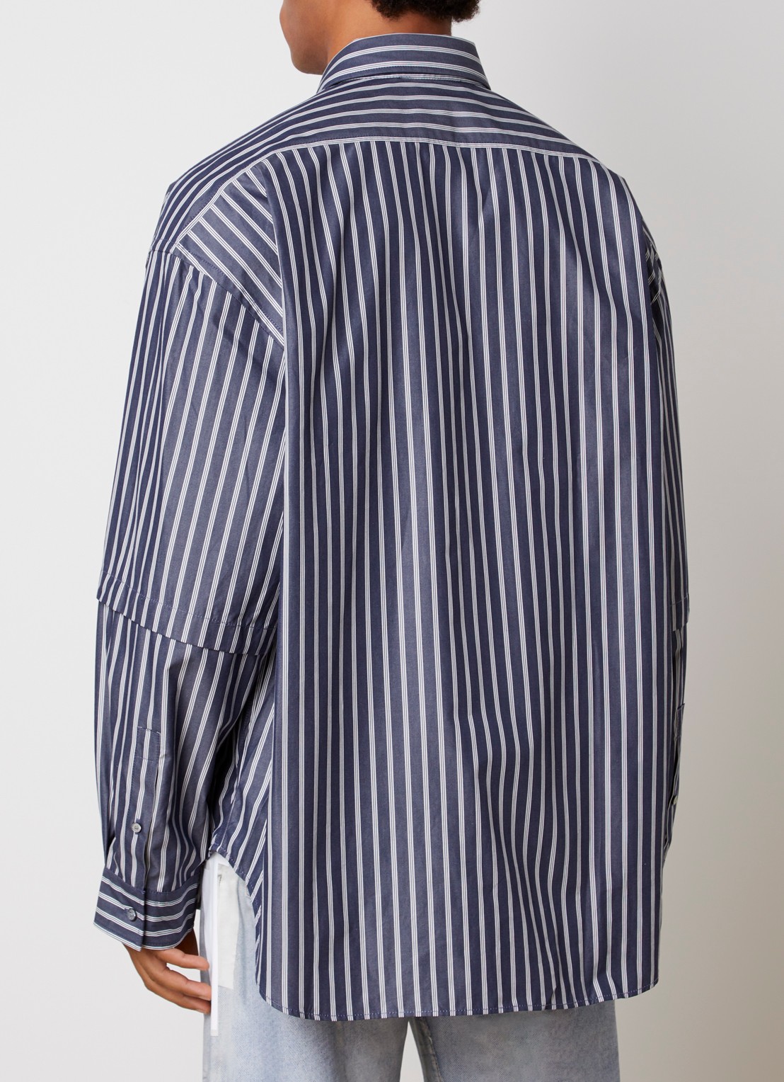 Acne Studios Regular fit overhemd met borstzak en streepprint - achterkant 3 donkerblauw