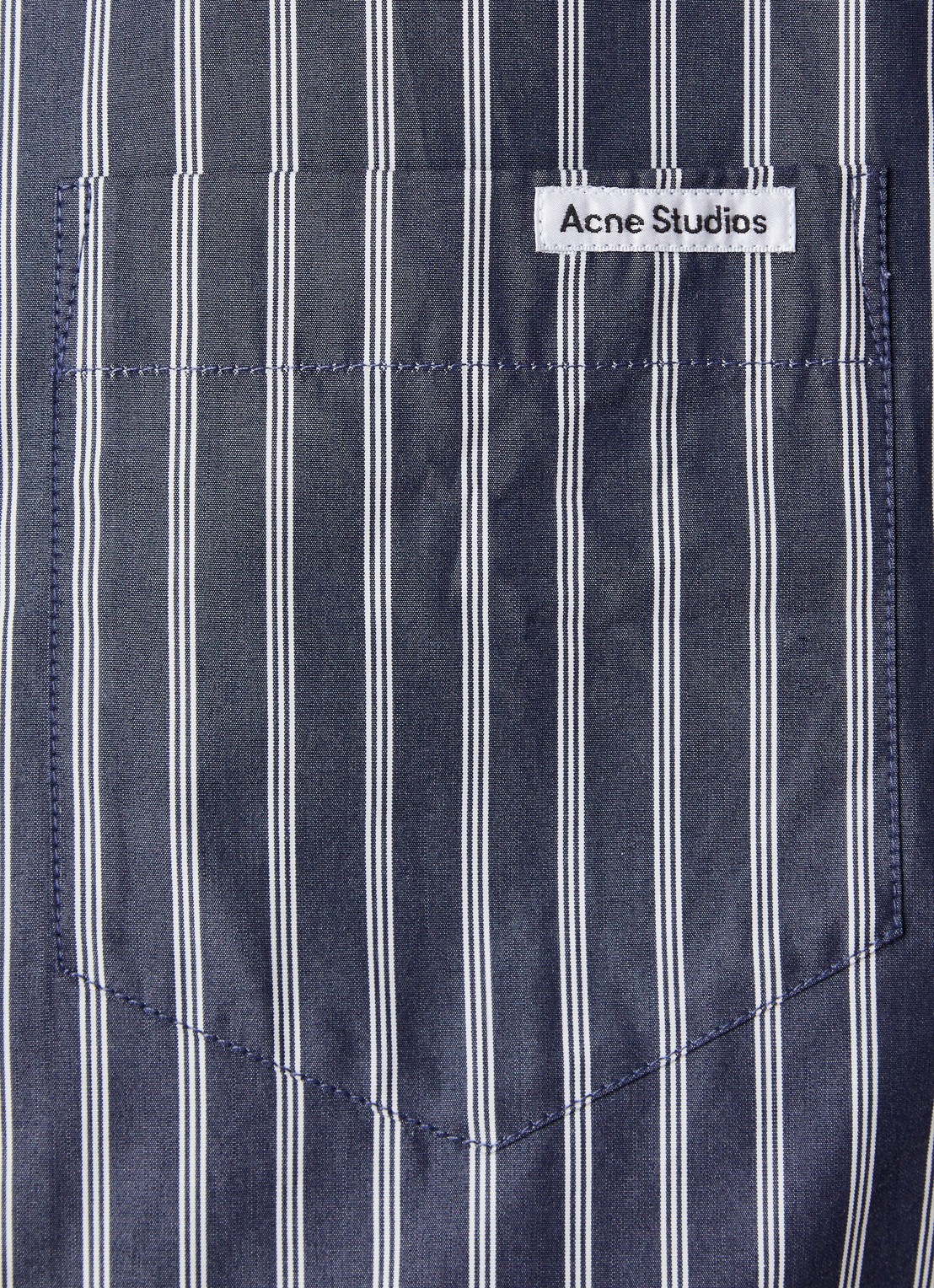 Acne Studios Regular fit overhemd met borstzak en streepprint - detail 5 donkerblauw