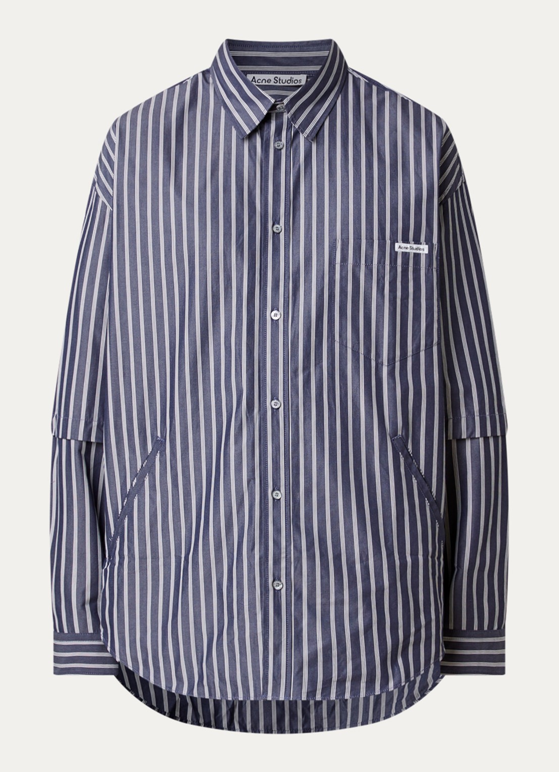 Acne Studios Regular fit overhemd met borstzak en streepprint - voorkant donkerblauw