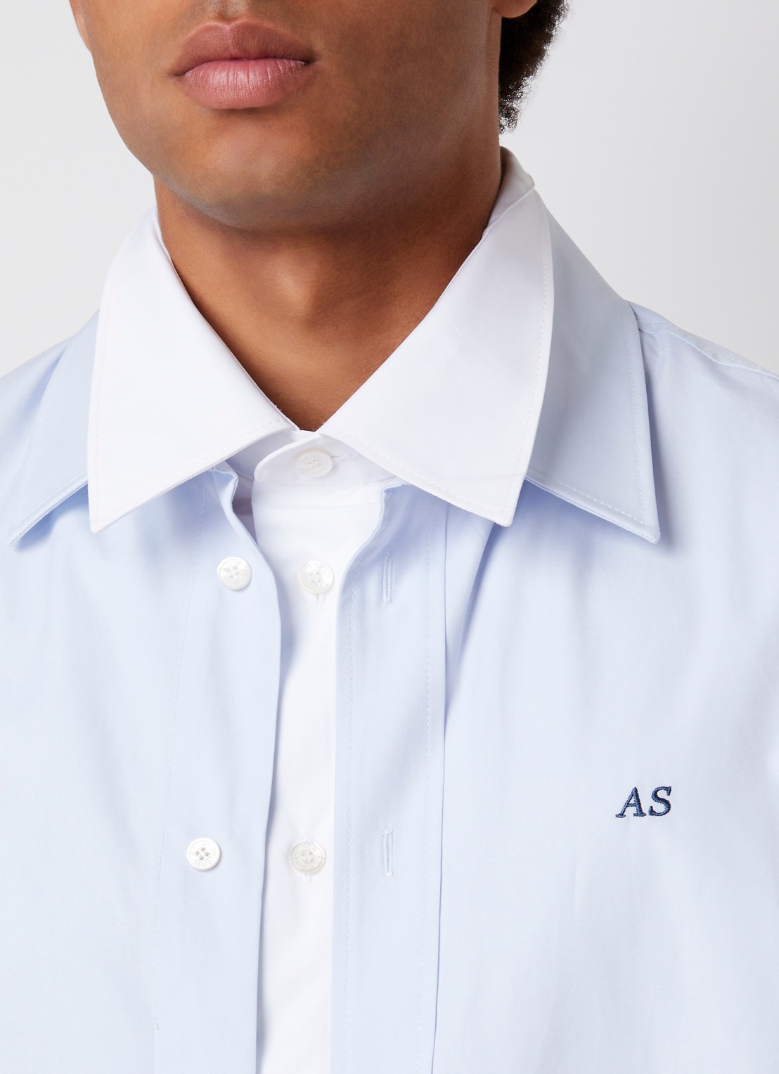 Acne Studios Regular fit overhemd met logoborduring - detail 5 lichtblauw
