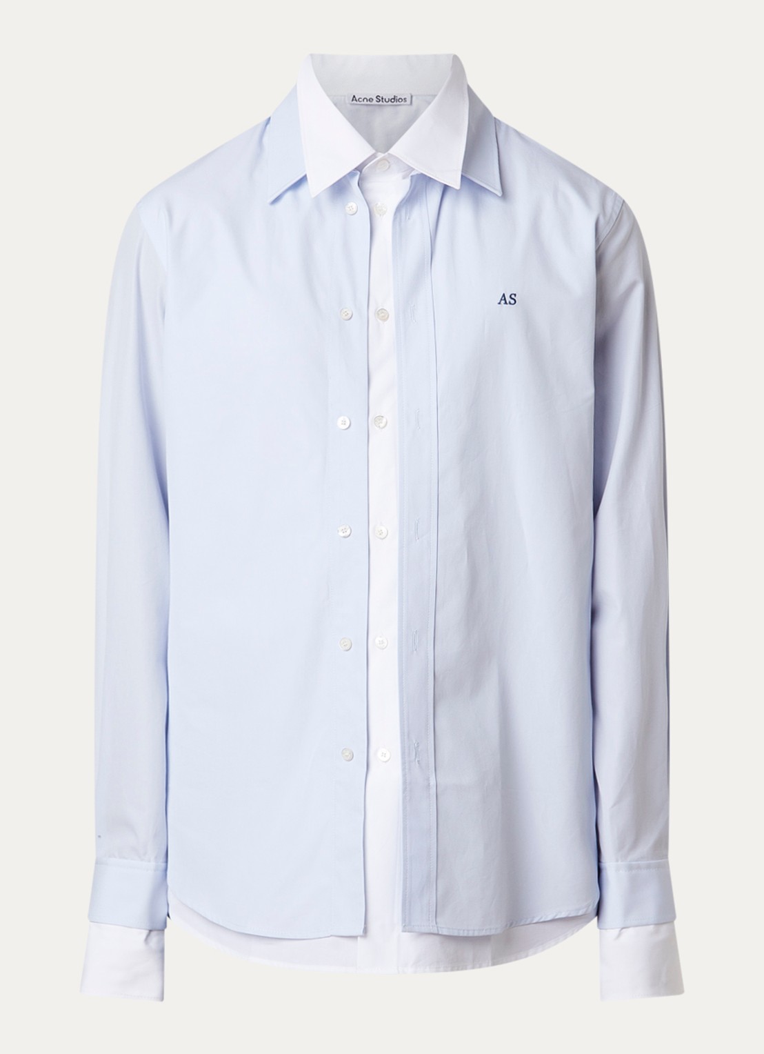 Acne Studios Regular fit overhemd met logoborduring - voorkant lichtblauw
