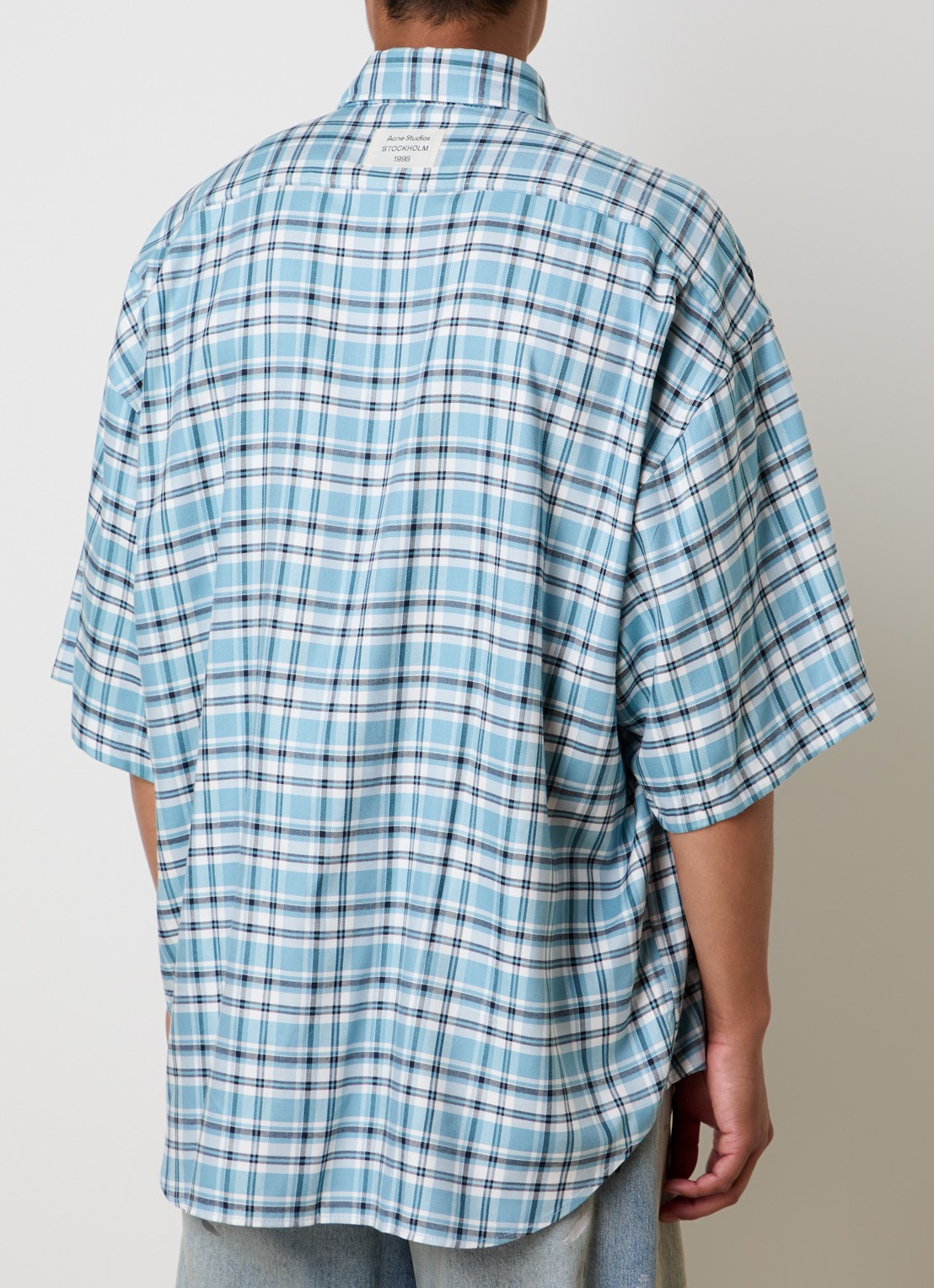 Acne Studios Regular fit overhemd met ruitdessin - achterkant 3 staalblauw