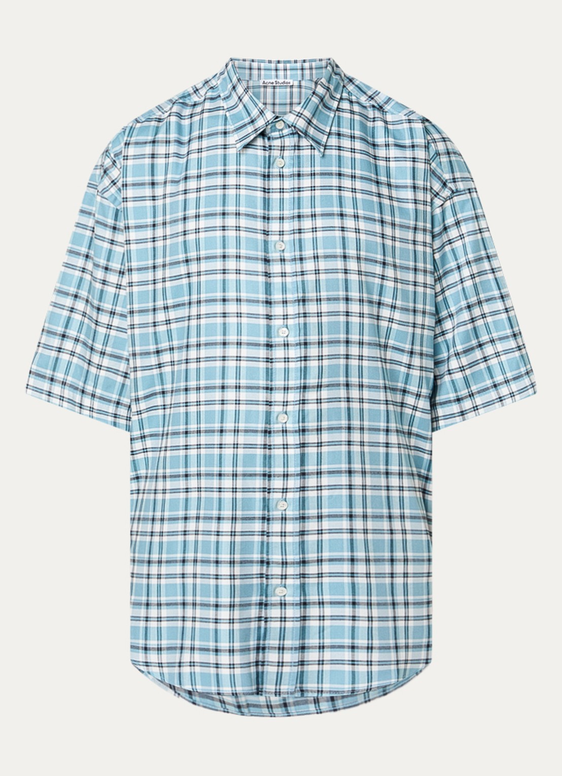 Acne Studios Regular fit overhemd met ruitdessin - voorkant staalblauw