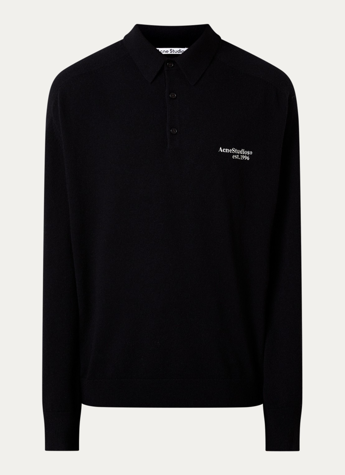 Acne Studios Richard fijngebreide trui van wol met polokraag - voorkant 4 zwart