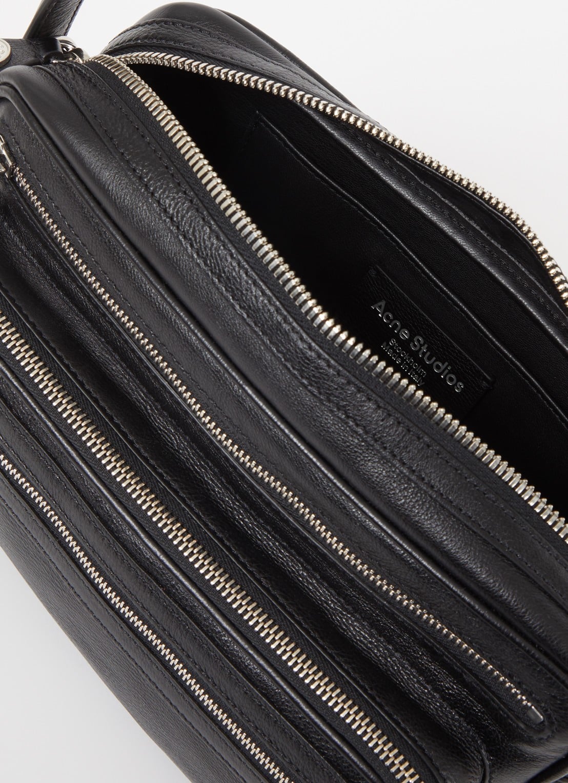 Acne Studios Schoudertas van kalfsleer met afneembare schouderriem - detail 5 zwart