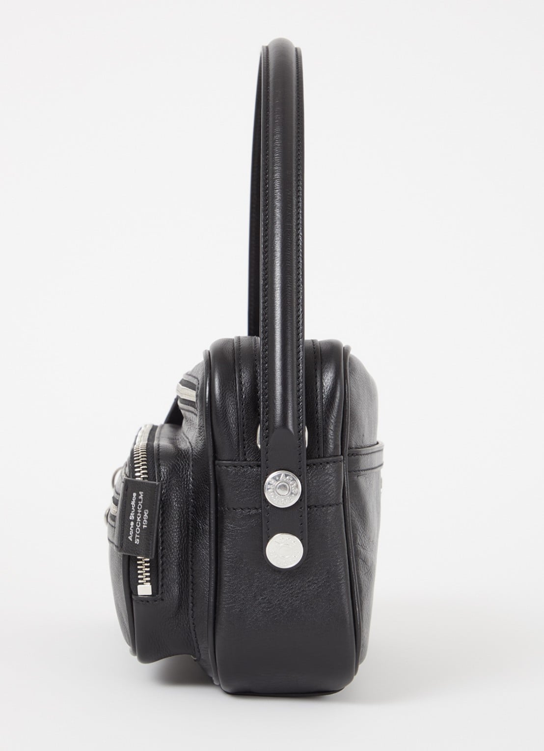 Acne Studios Schoudertas van kalfsleer met afneembare schouderriem - detail 6 zwart