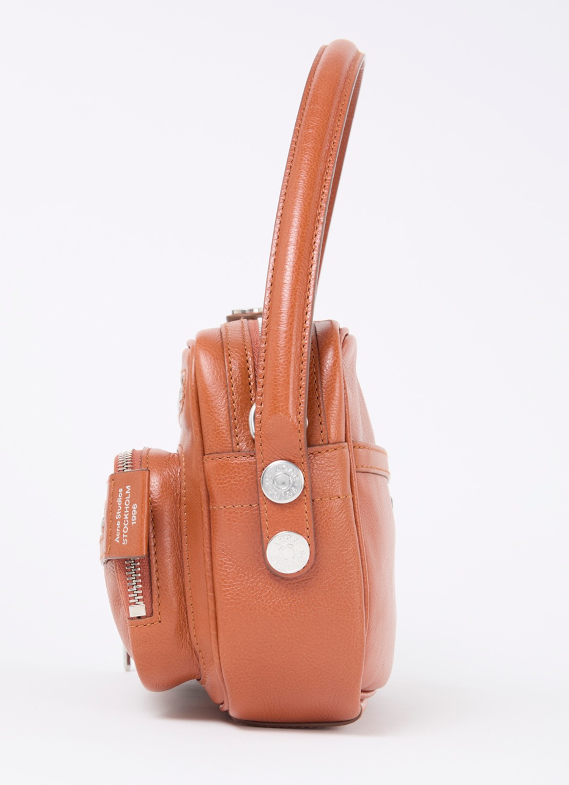 Acne Studios Schoudertas van kalfsleer met afneembare schouderriem - detail 2 oranjebruin