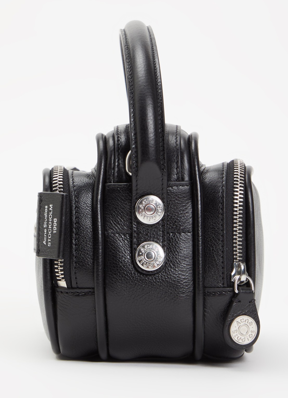 Acne Studios Schoudertas van kalfsleer met afneembare schouderriem - detail 3 zwart